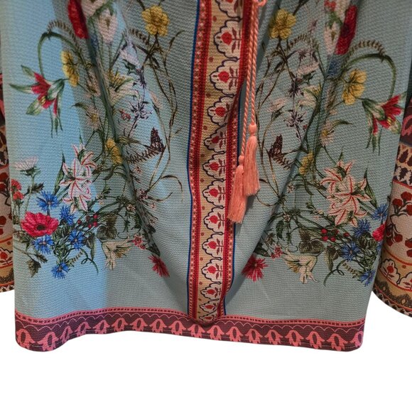 Umgee Floral Off Shoulder Bell Sleeve Top BoHo 1X - Picture 6 of 9